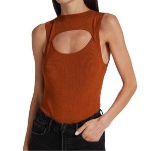 NWT Good American Ribbed Knit Peek-A-Boo Bodysuit Size 5 (XXL)